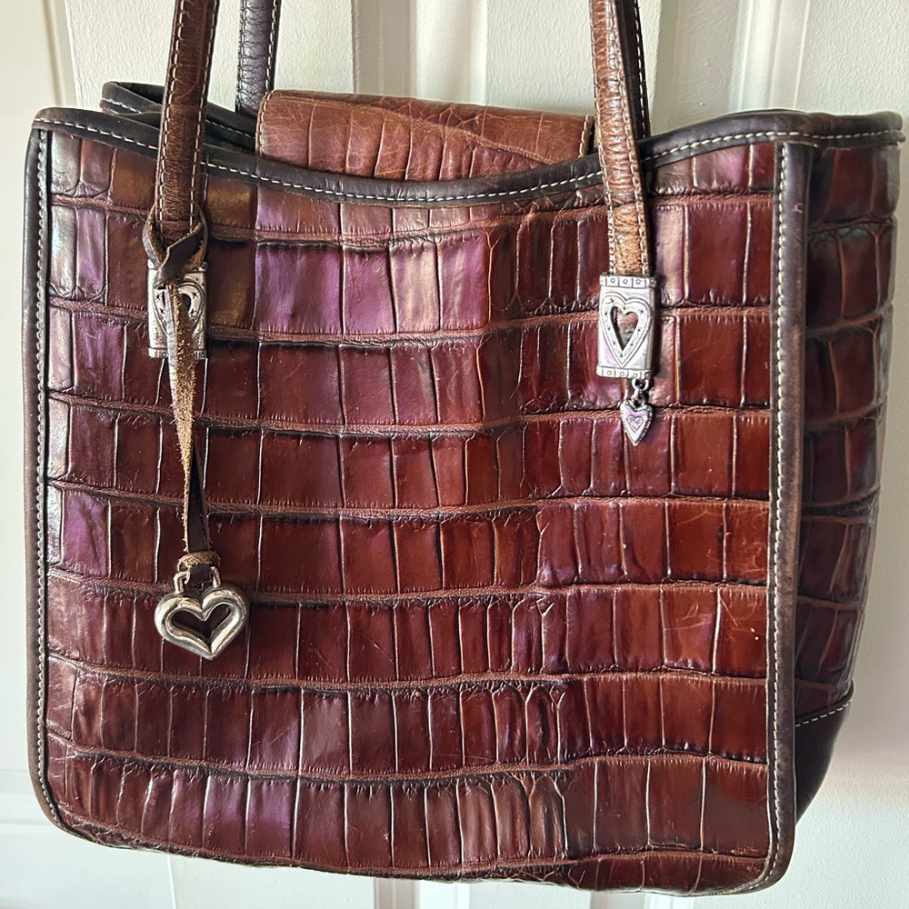 Brighton Brown Croc leather Vintage shoulder